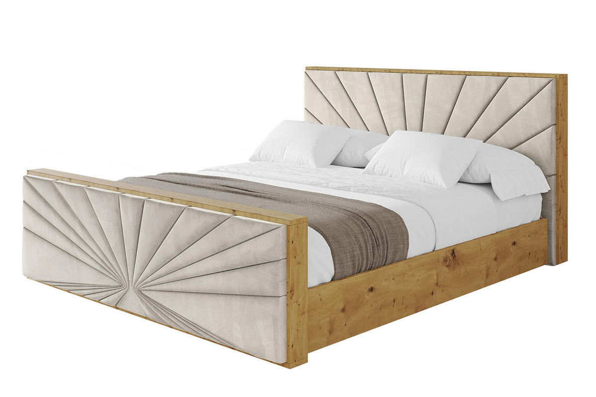 POLSTERBETT mit Bettkasten, Fußteil und Lattenrost, Boxbett mit Matratze H3/H4 - ENZO6-Z 120x200 Beige - Beige, Holzwerkstoff/Textil (120/200cm) - ALTDECOR