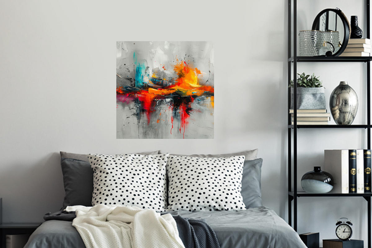 WANDTATTOO Moderne Kunst - Orange - Grau - Abstrakt 50x50 cm - Hellgrau, Kunststoff (50/50/0.1cm) - MuchoWow