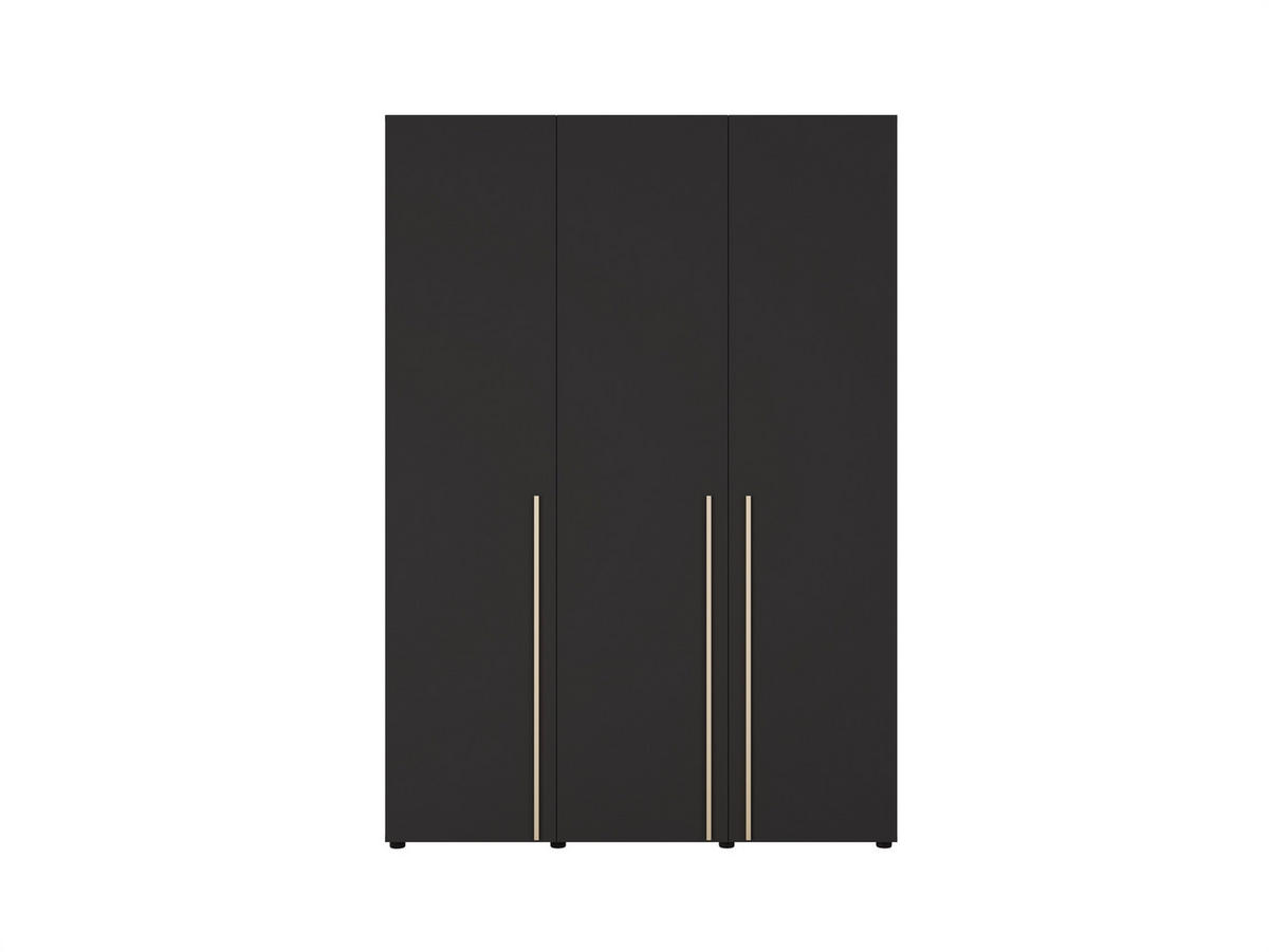 DREHTÜRENSCHRANK Arni Schwarz Matt - 150x206x60 cm - Schwarz, Holzwerkstoff (150/206/60cm) - Ravio