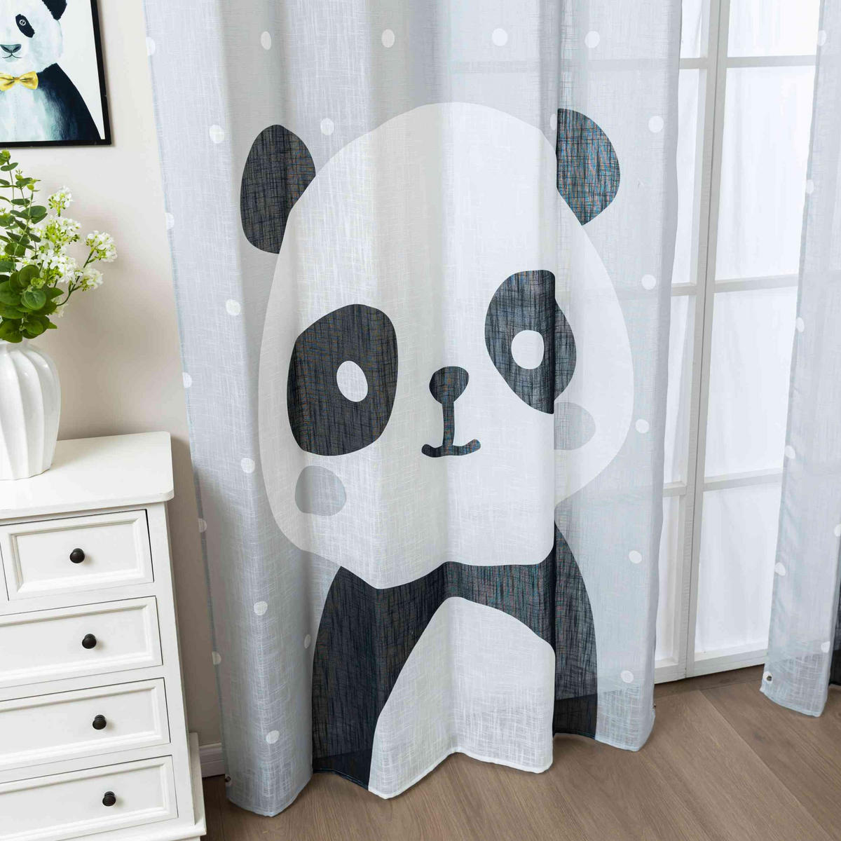 VORHANG 2ER SET SEOUL HxB 245x140 cm Panda - Weiß, Textil (140/245cm) - Gardinenbox