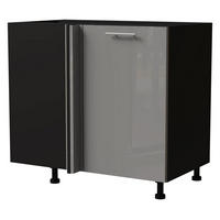 ECK-KÜCHENSCHRANK Essen D13U/90 Grau Hochglanz / Schwarz Matt 90 / 50 / 82cm - Schwarz/Grau, Holz/Holzwerkstoff (90/82/50cm) - Feldmann-Wohnen