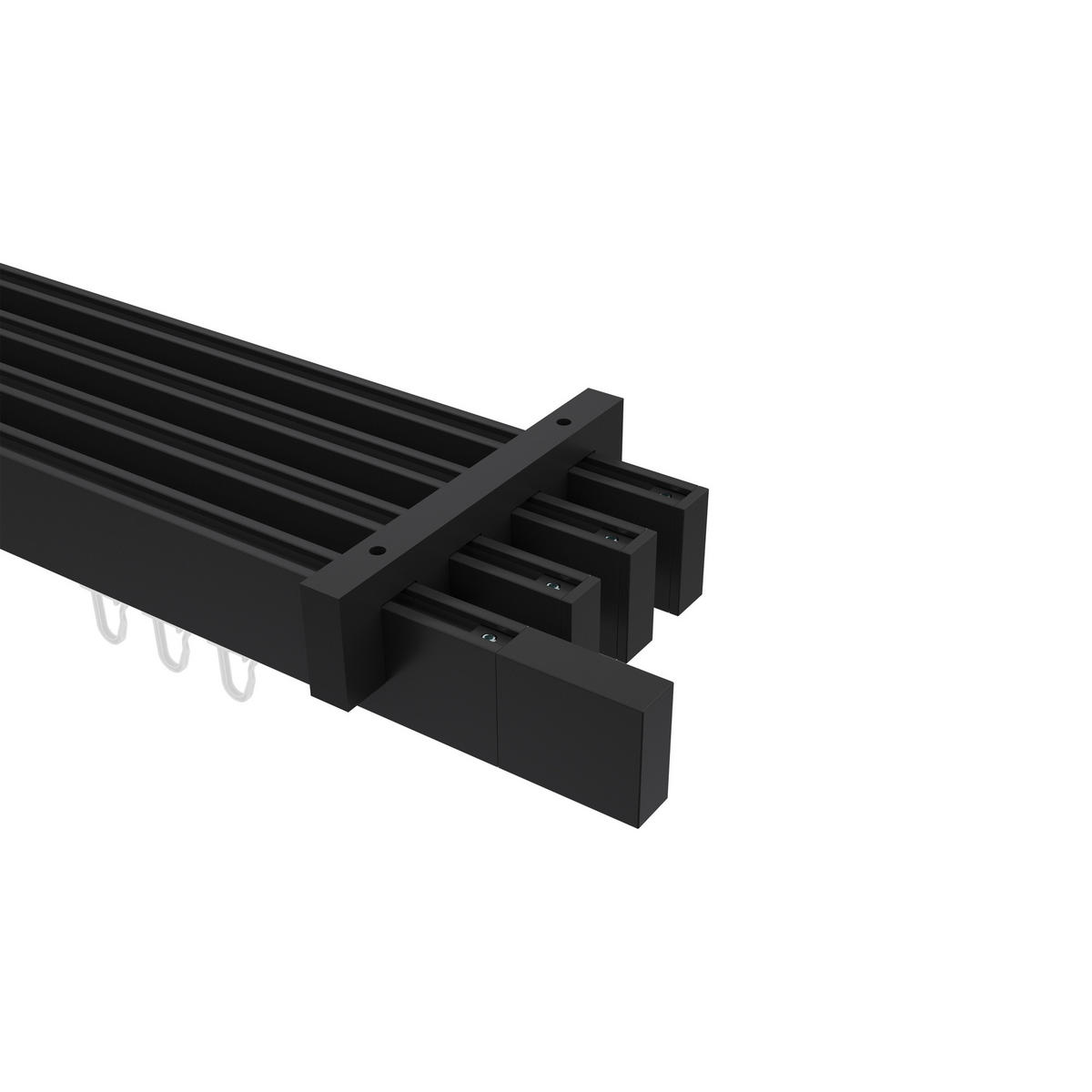 INNENLAUF-GARDINENSTANGEN-SET Smartline Lox 180 cm, 4-läufig, 14x35 mm Schwarz - Schwarz, Metall (180cm) - INTERDECO