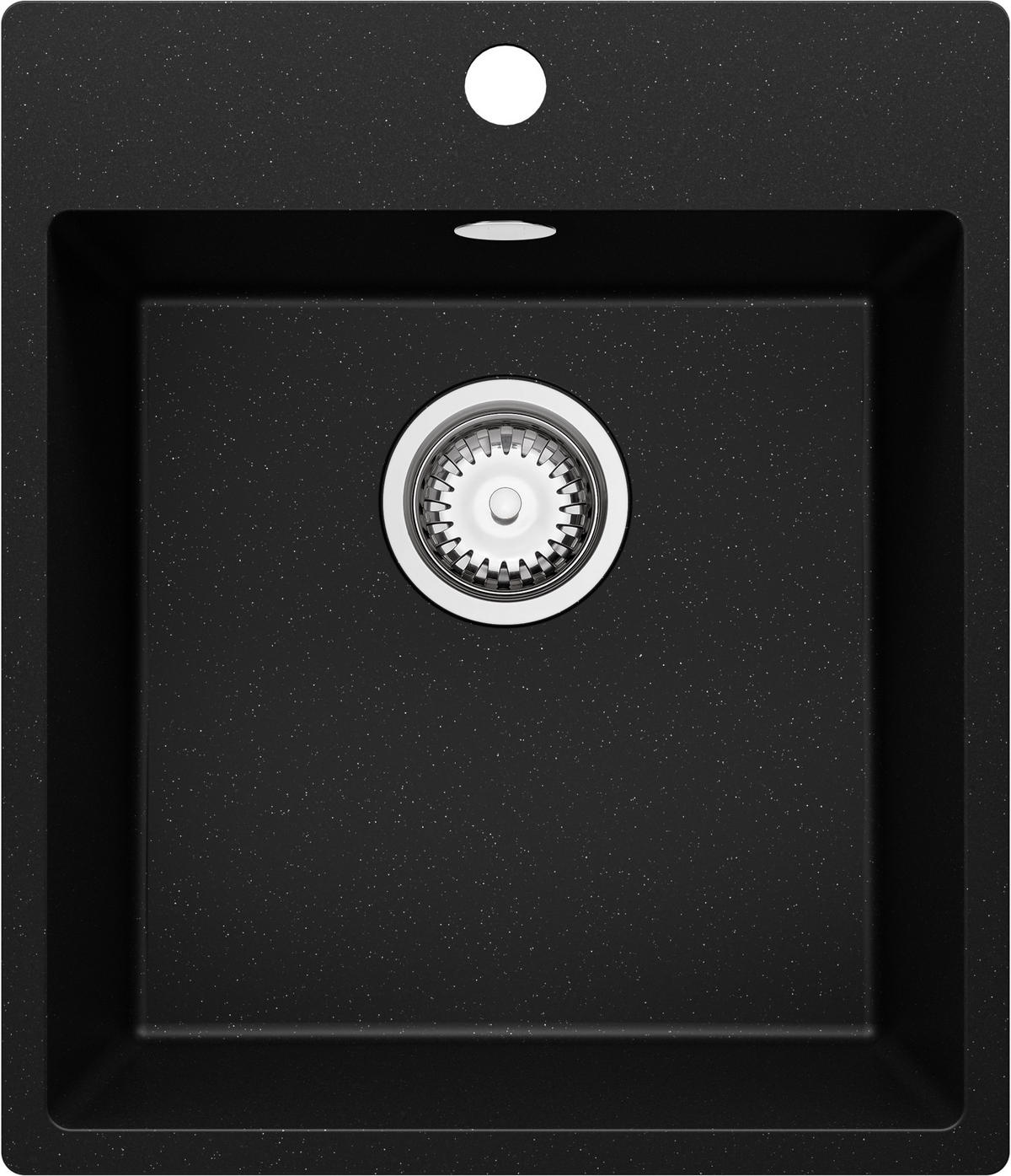 SPÜLBECKEN Riga, 2-er set Schwarz Metallic 43/50 cm 1 Becken + Ablauf-Set ab 45er Unterschrank - Chromfarben/Schwarz Hochglanz, Kunststoff (43/20/50cm) - Primagran