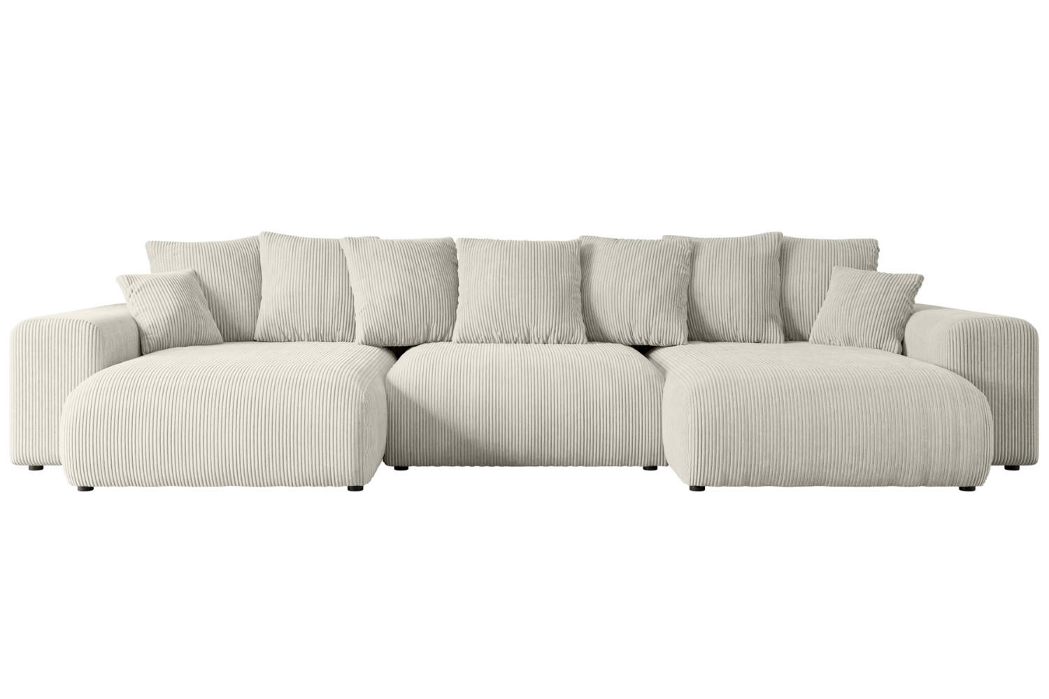 WOHNLANDSCHAFT mit Schlaffunktion und Bettkasten ESKAR-U -352x165x84cm Grau Cord - Hellgrau/Schwarz, Holzwerkstoff/Kunststoff (352/84/165cm) - ALTDECOR