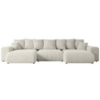 WOHNLANDSCHAFT mit Schlaffunktion und Bettkasten ESKAR-U -352x165x84cm Grau Cord - Hellgrau/Schwarz, Holzwerkstoff/Kunststoff (352/84/165cm) - ALTDECOR
