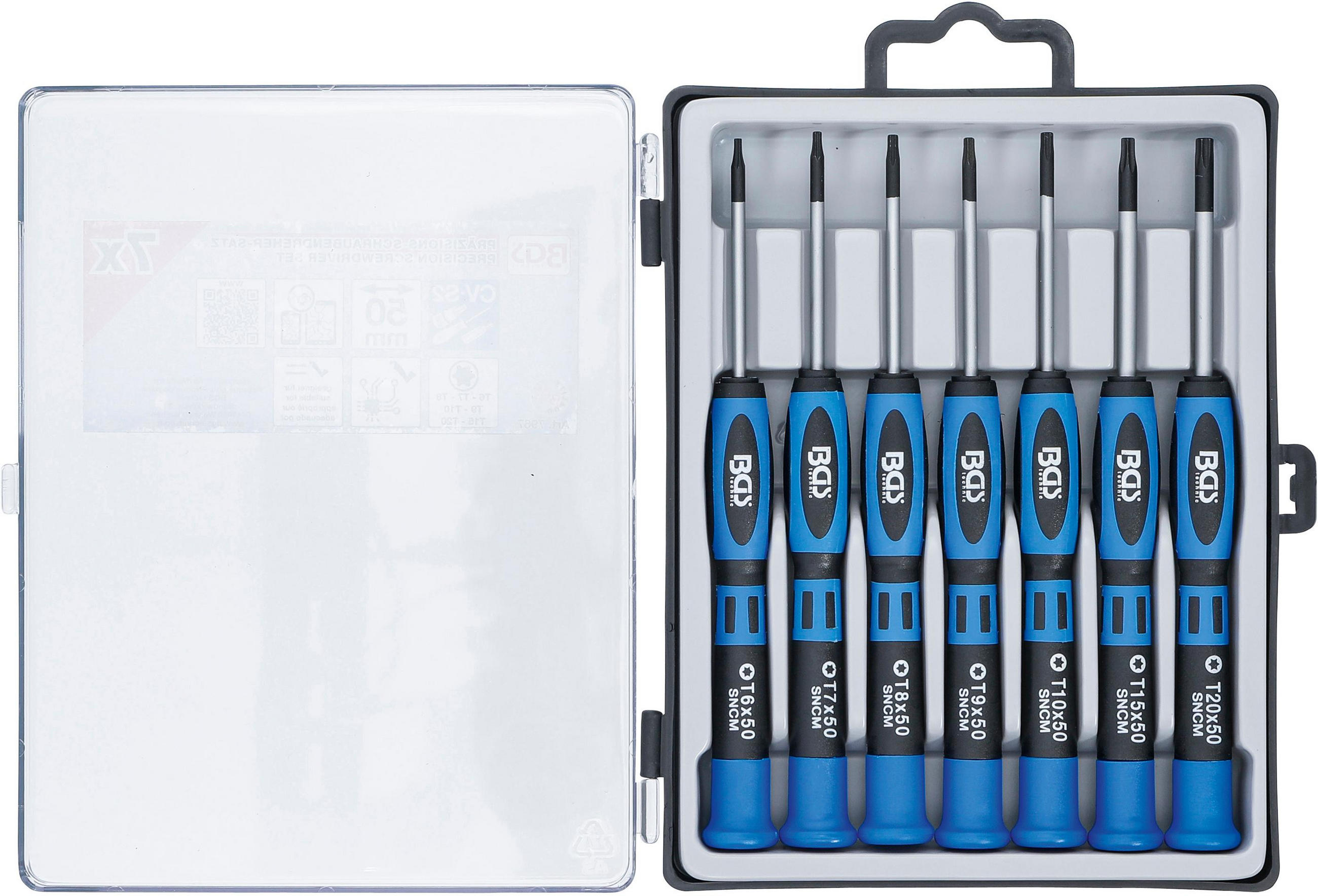 PRÄZISIONS-SCHRAUBENDREHER-SATZ | T-PROFIL (FÜR TORX) | 7-TLG. - Multicolor, Kunststoff/Metall (1/1cm) - BGS technic