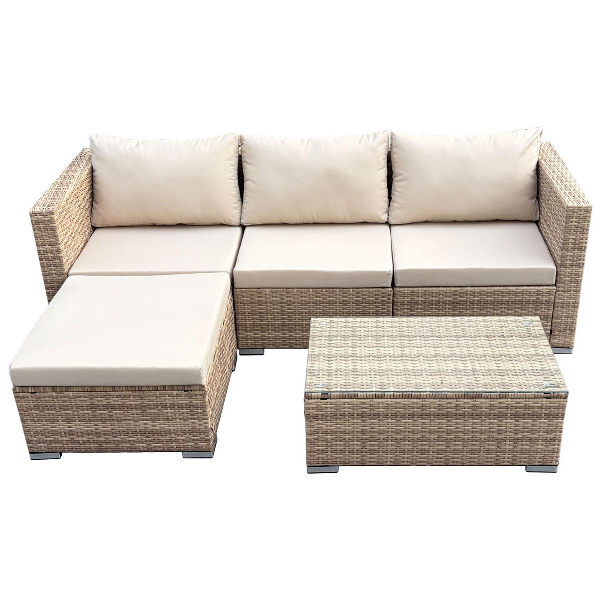 GARTENLOUNGE Queens Polyrattan Beige - Beige/Creme, Kunststoff - SVITA