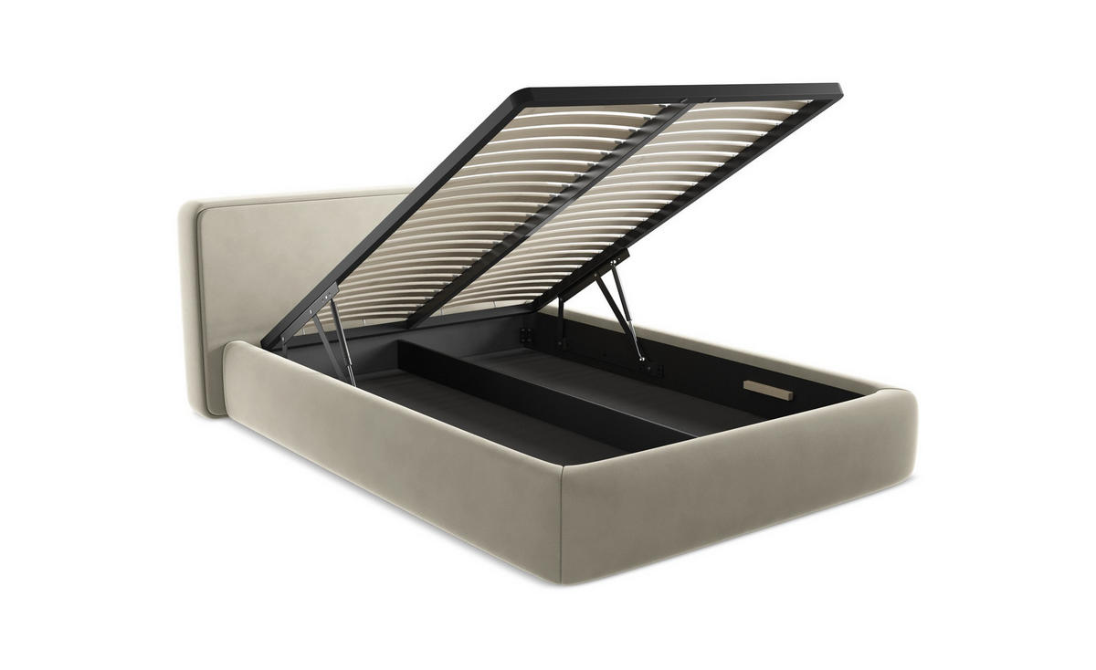 POLSTERBETT mit Bettkasten und Lattenrost 180x228 Grün - Dunkelgrün/Schwarz, Kunststoff/Textil (160/200cm) - Makamii