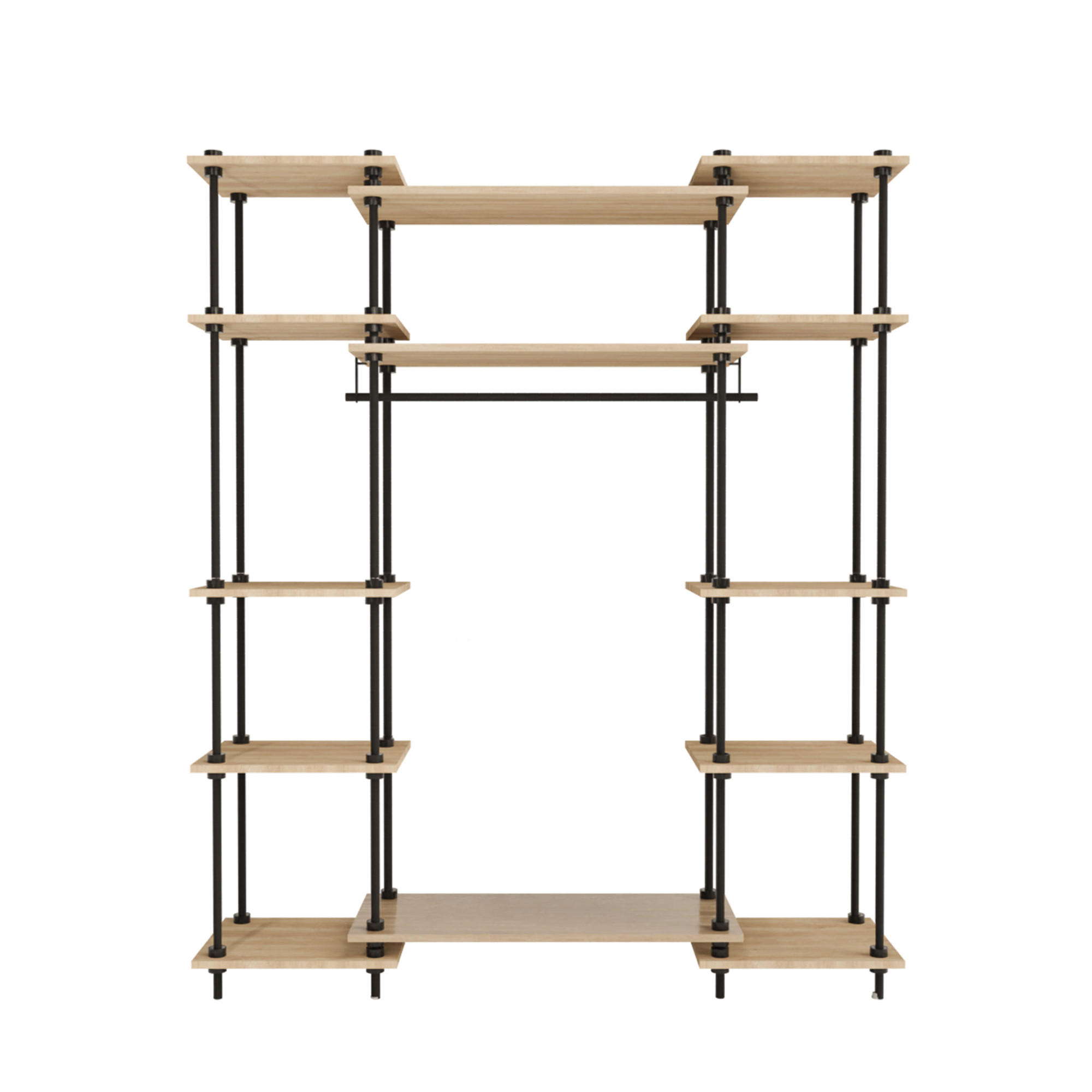 REGALSYSTEM Wandergal mit Kleiderschrank - Eiche San Remo, Metall (151/185/35cm) - AR Shelving