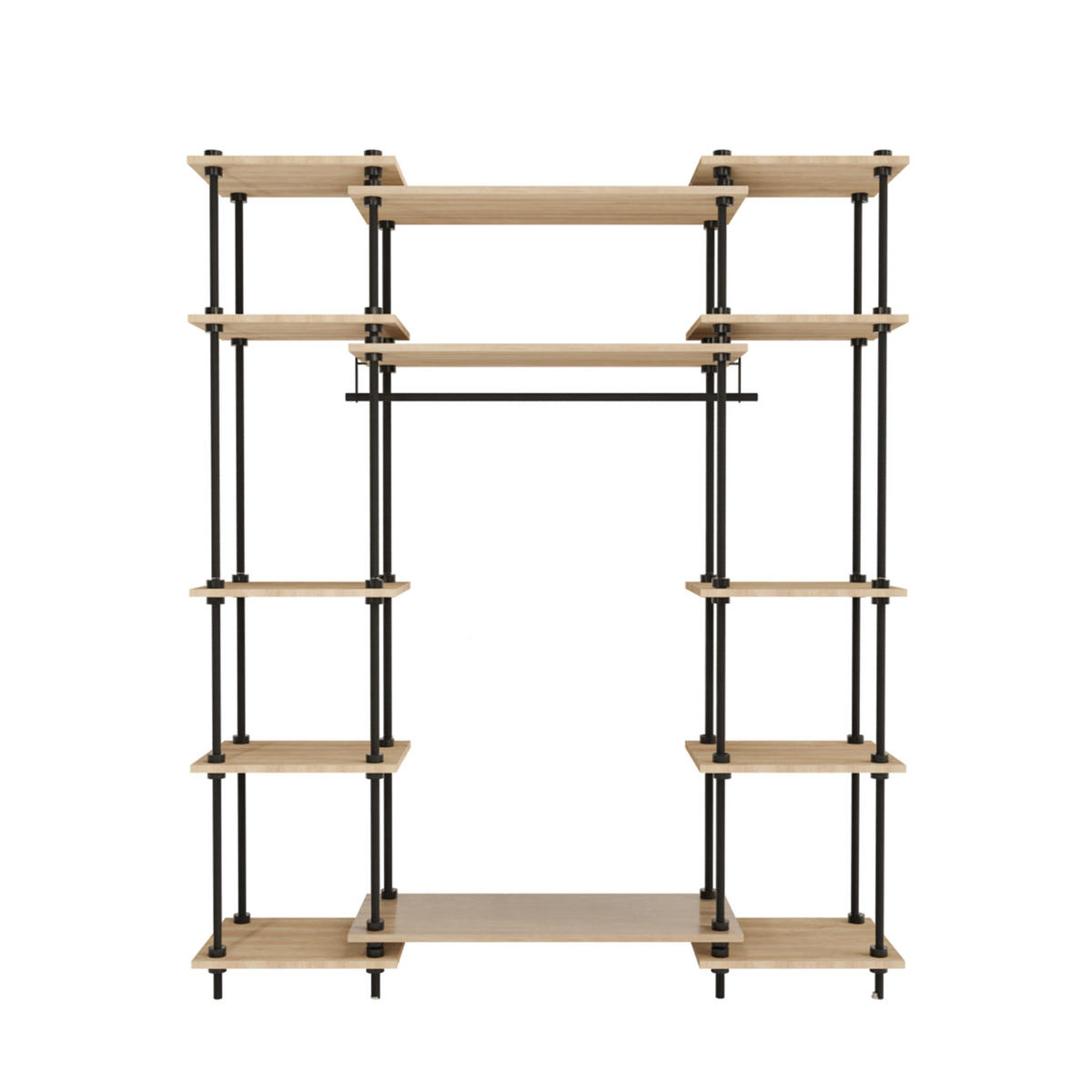 REGALSYSTEM Wandergal mit Kleiderschrank - Eiche San Remo, Metall (151/185/35cm) - AR Shelving