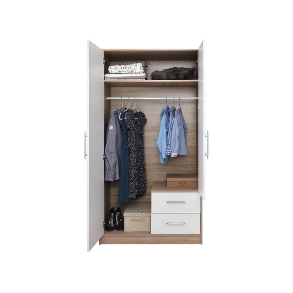 KLEIDERSCHRANK SAM SR3 2-türig 100 / 190 / 56 cm Anthrazit - Anthrazit, Holzwerkstoff (100/190/56cm) - Deine Möbel 24