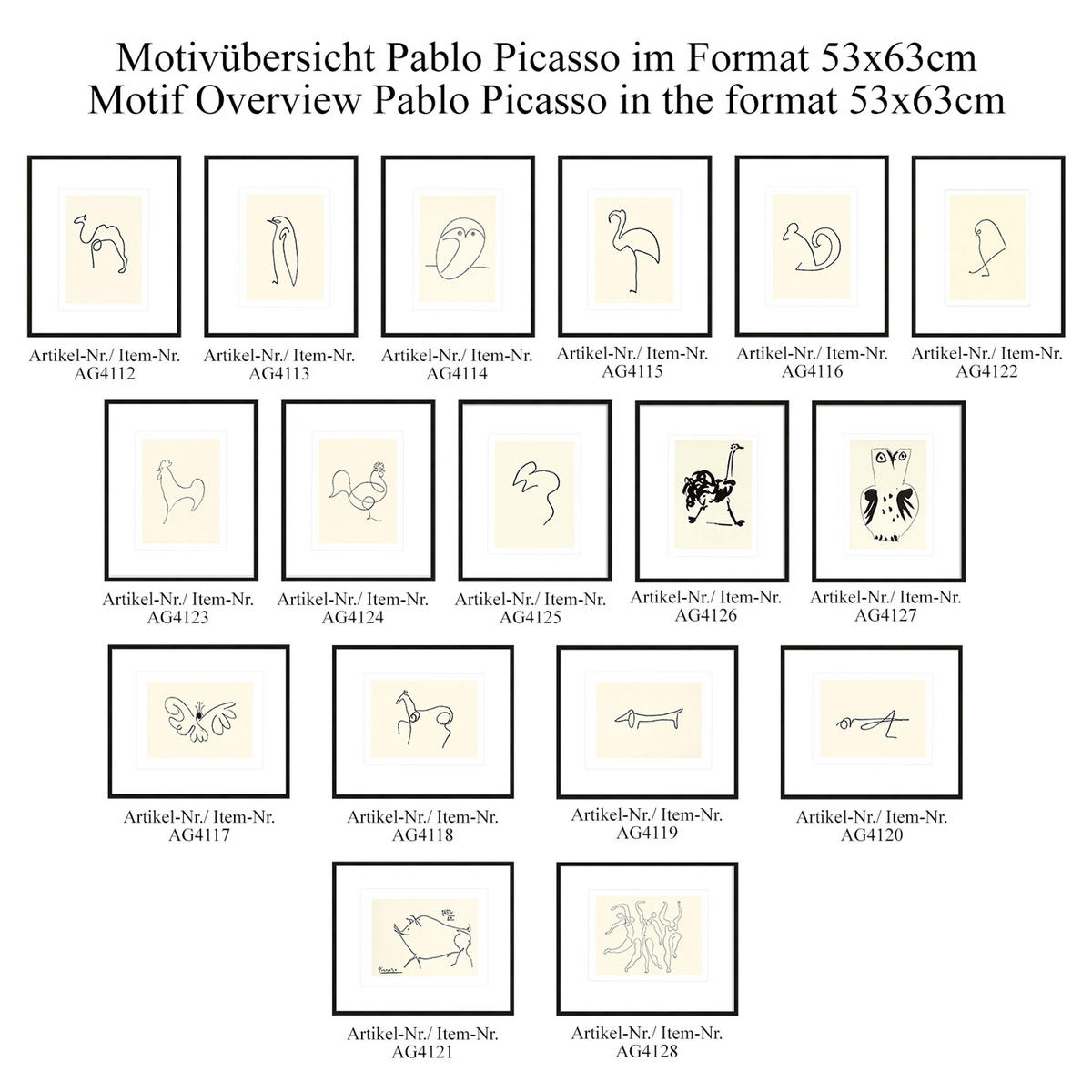 BILD gerahmt 63x53 cm Pablo Picasso „Dackel“ - Weiß, Holz (63/53cm) - artissimo
