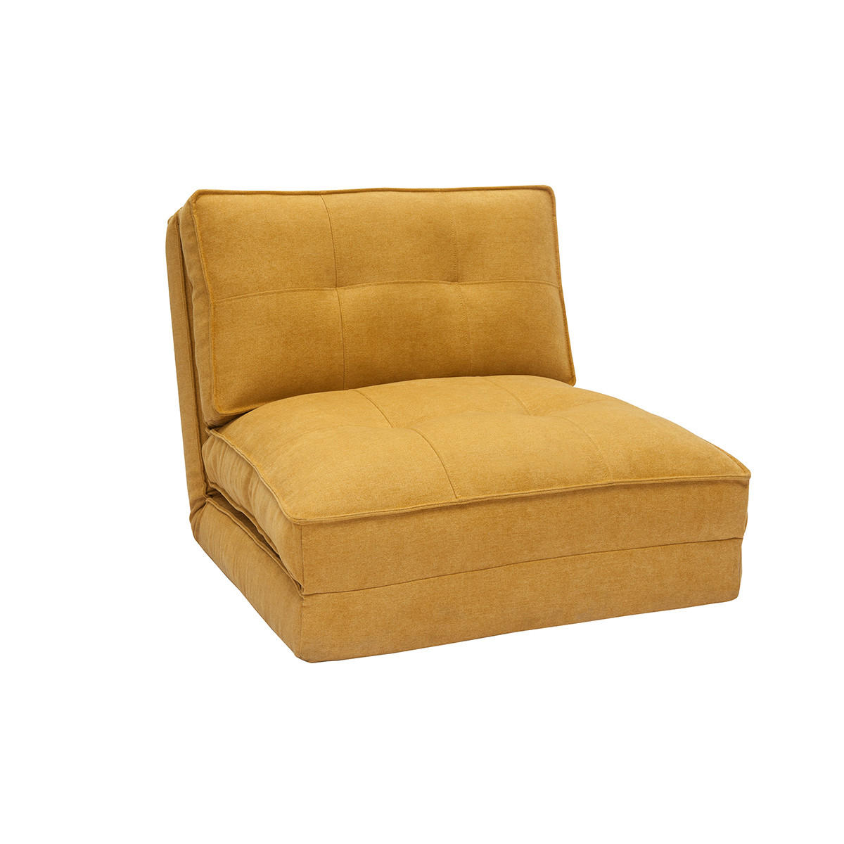 SCHLAFSESSEL 1-Sitzer Stoff Senfgelb Samteffekt SALLY - Gelb, Textil (85/65/74cm) - Miliboo