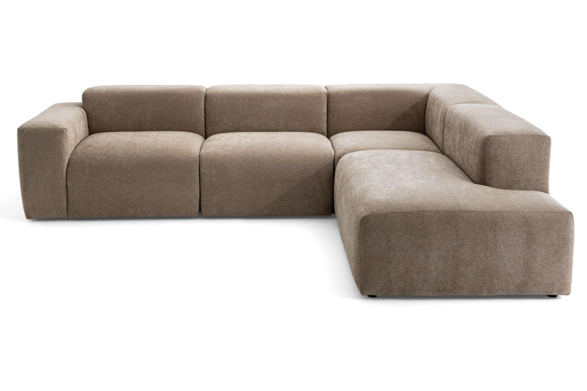 4-SITZER modulares Ecksofa HEAVEN SET 2 Rechts, Breite 300 cm Webstoff Braun - Schwarz/Braun, Holz/Kunststoff (245/300cm) - Muffo