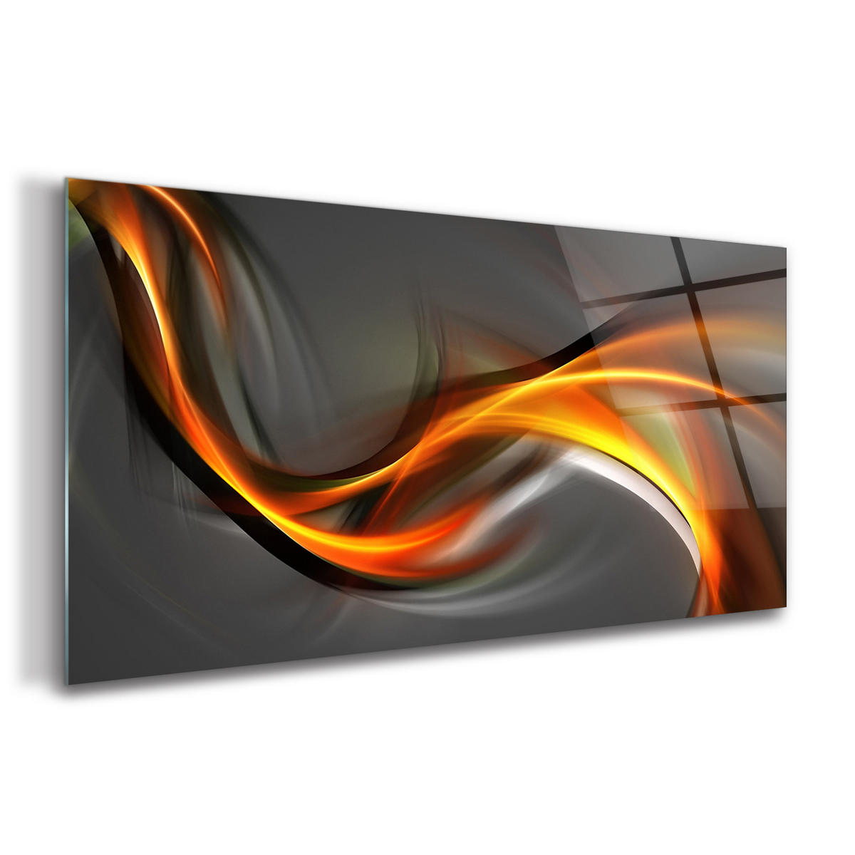 GLASBILD 120x60 cm Moderne Kunst - Bernsteinfarben, Glas (120/60cm) - TULUP