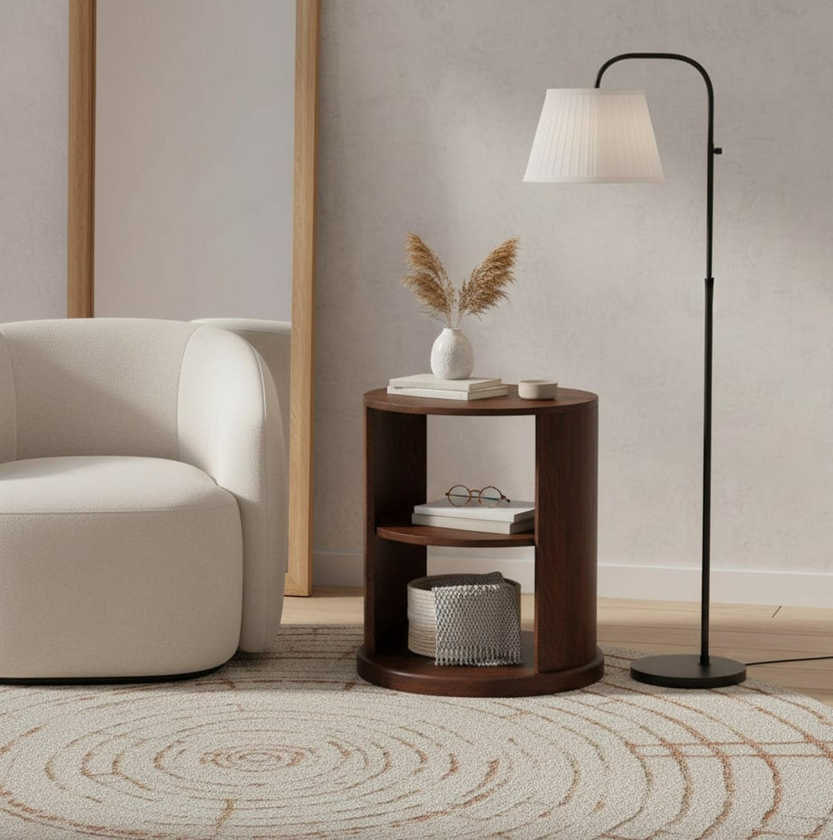 BEISTELLTISCH mit California-Walnuss-Finish, 2 offene Ablagen, dunkelbraun - Dunkelbraun, Holz (45/45/56cm) - Artisan Furniture