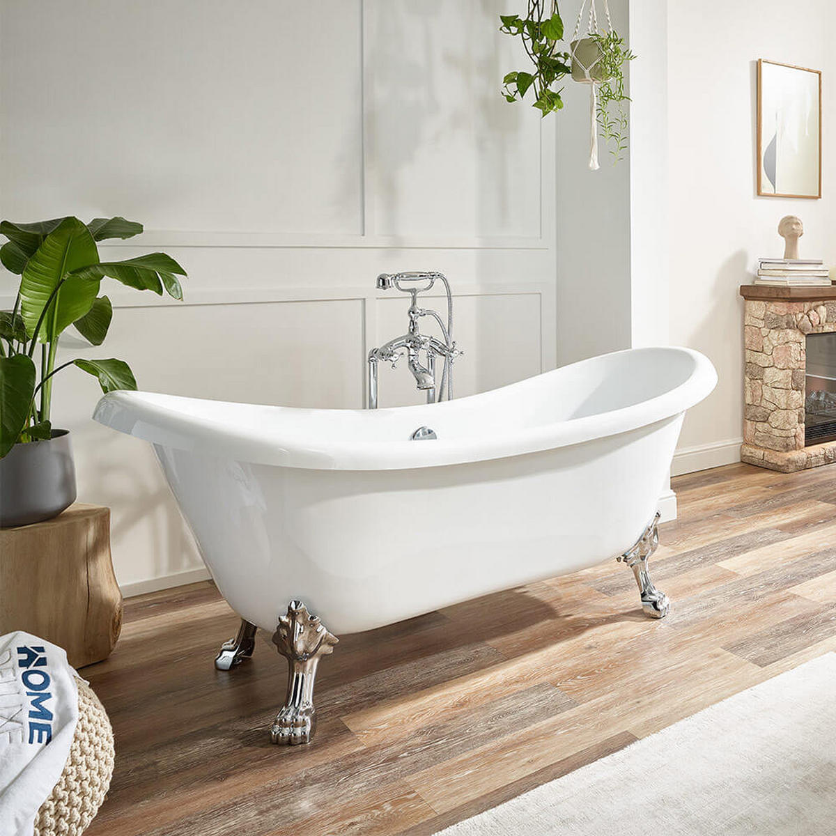 FREISTEHENDE Badewanne FAMA - 176 x 74 cm - Weiß, Keramik (176/79/74cm) - Home Deluxe