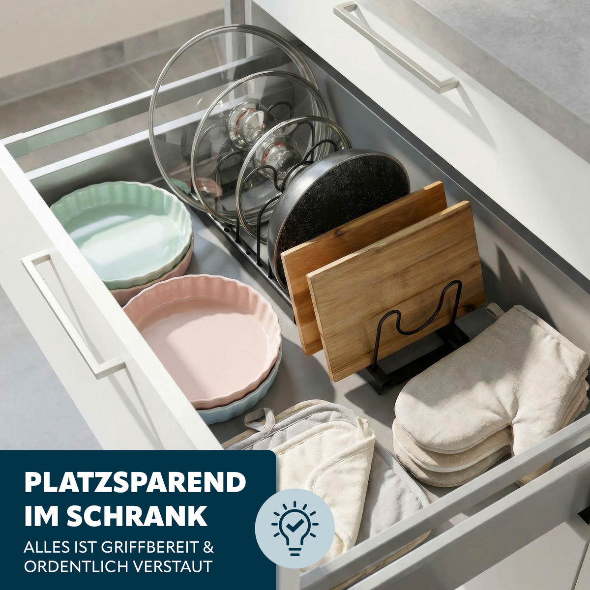 TOPFDECKELHALTER 2er Set, schwarz - Schwarz, Kunststoff - eluno