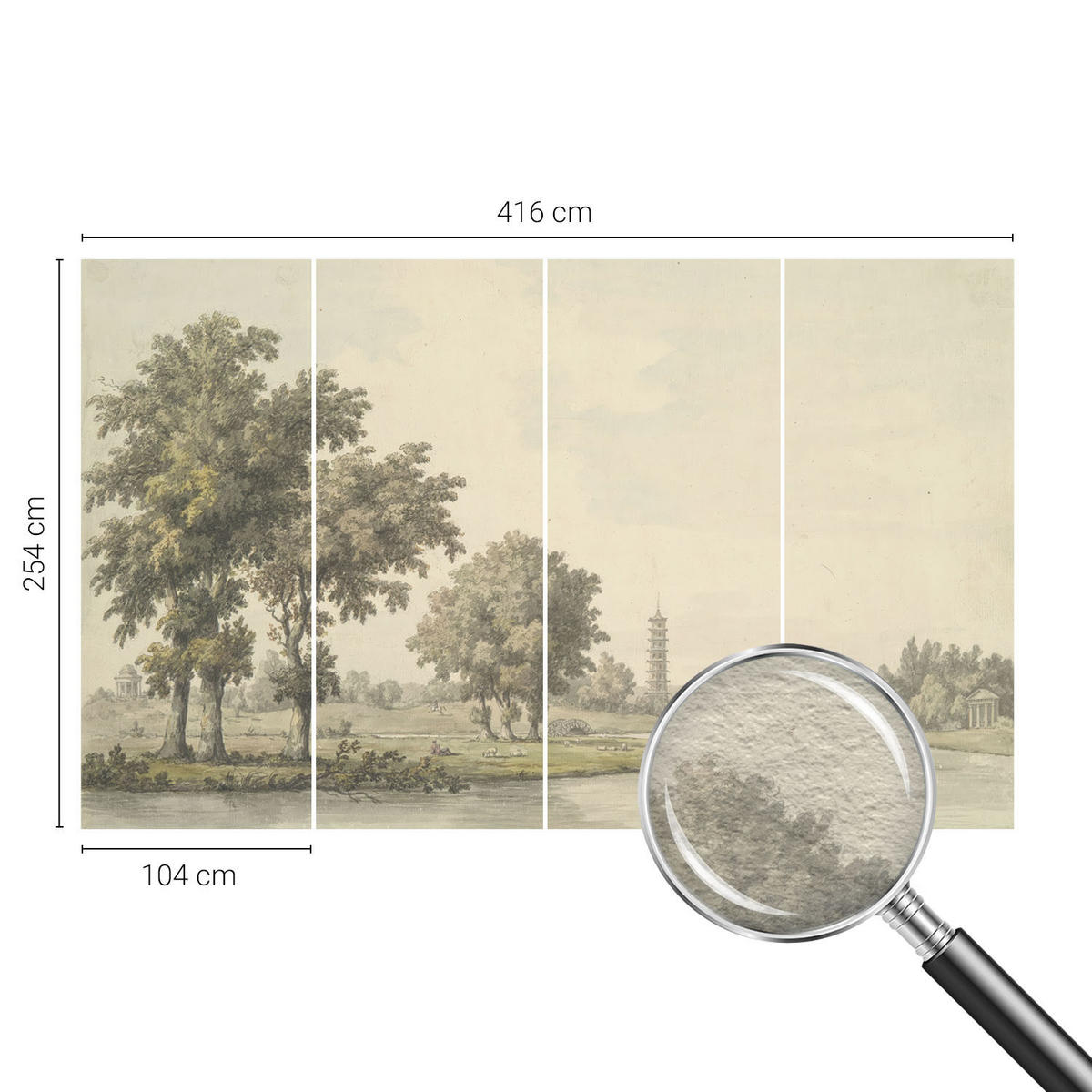 FOTOTAPETE 416x254 cm - Ein ruhiger Park - Grau, Textil (416/254cm) - Wallfluent