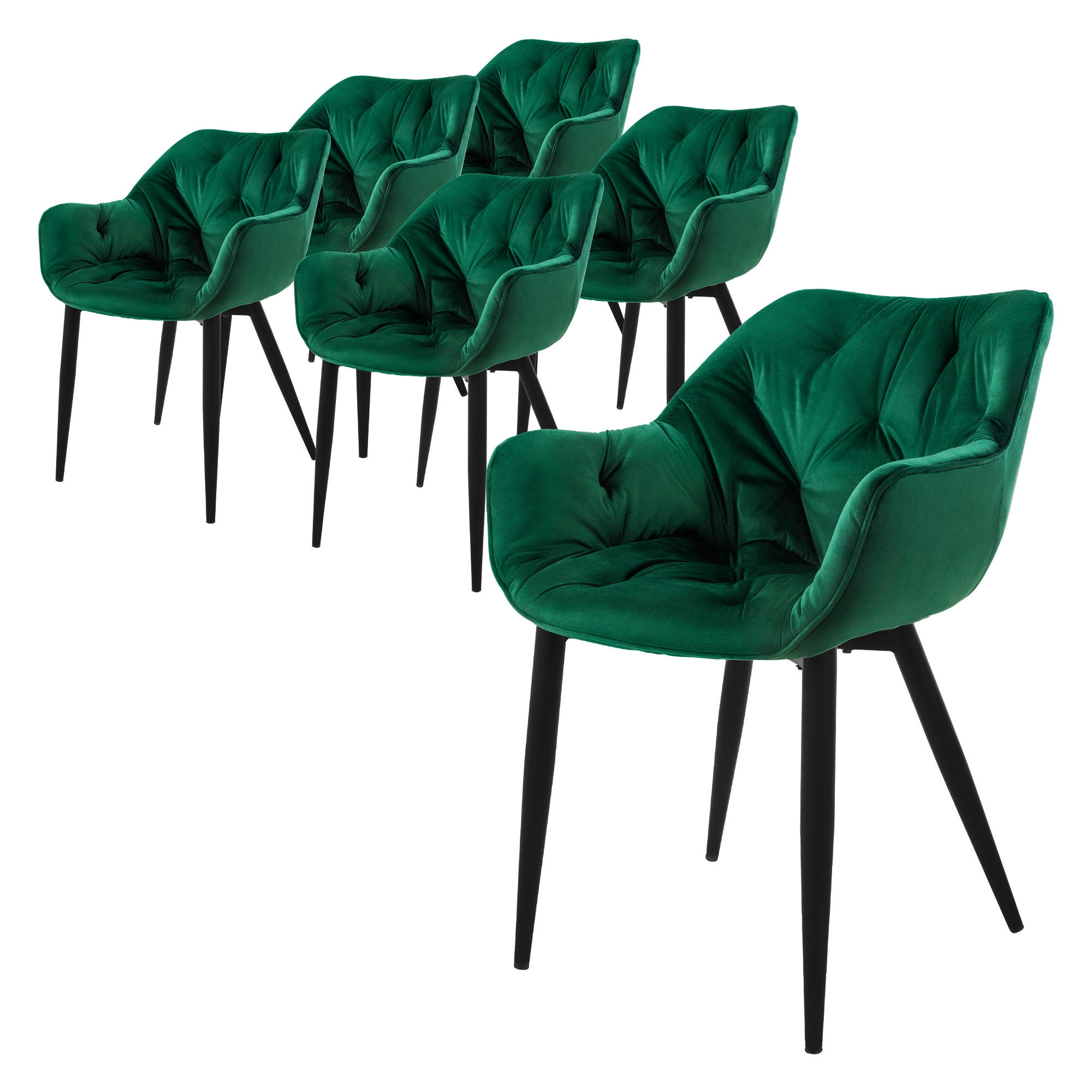 ML-DESIGN JÍDELNÍ ŽIDLE, sada 6 ks, tmavě zelený samet
