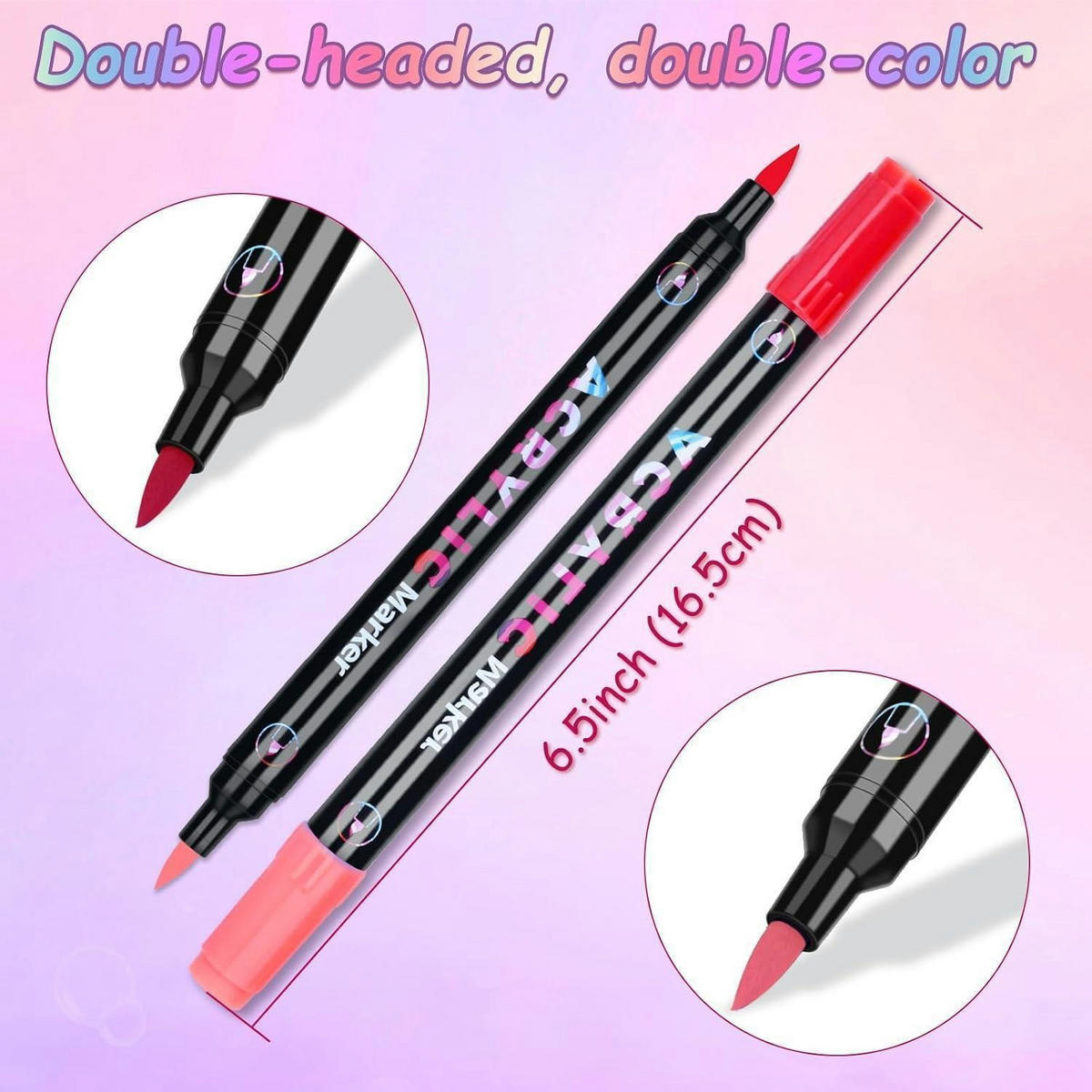 ACRYLSTIFTE Set 36 Stück mit Doppelspitze 72 Farben - Multicolor, Kunststoff (1/1/16.5cm)