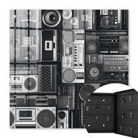 SCHLÜSSELBOX Schwarz 30x30 cm- Türöffnung nach rechts - Musikalische Nostalgie - Multicolor, Metall (30/30/5cm) - TULUP