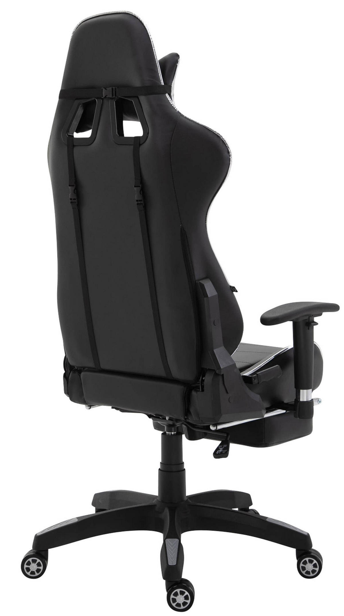 BÜROSTUHL Racing Turbine mit Fußablage glanz, Schwarz/Weiß - Weiß, Kunststoff/Textil (67/142/58cm) - TPFLiving