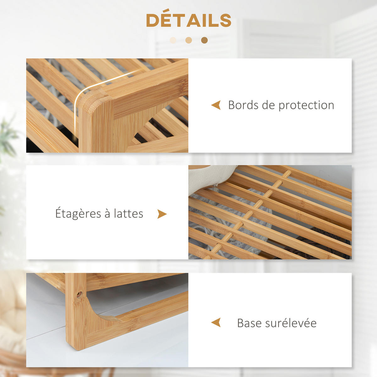SCHUHREGAL Natur Bambus mit 3 Ebenen 1 Stück - Naturfarben, Holz (76/51/33cm) - PANGIVO
