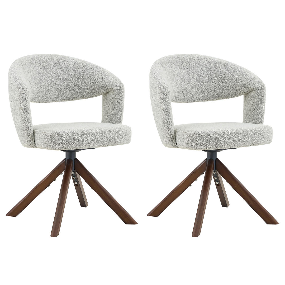 ESSZIMMERSTÜHLE 2er-Set Drehbar Cord Massivholz Retro-Stil - Hellgrau, Textil (47/81.5/47.5cm) - Urban Meuble