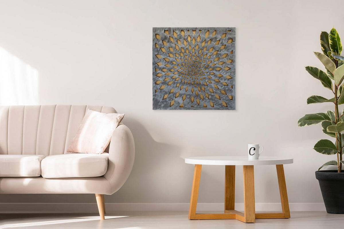 METALLBILD Gold 80/80 cm - Silberfarben/Goldfarben, Metall (3/80cm) - KUNSTLOFT