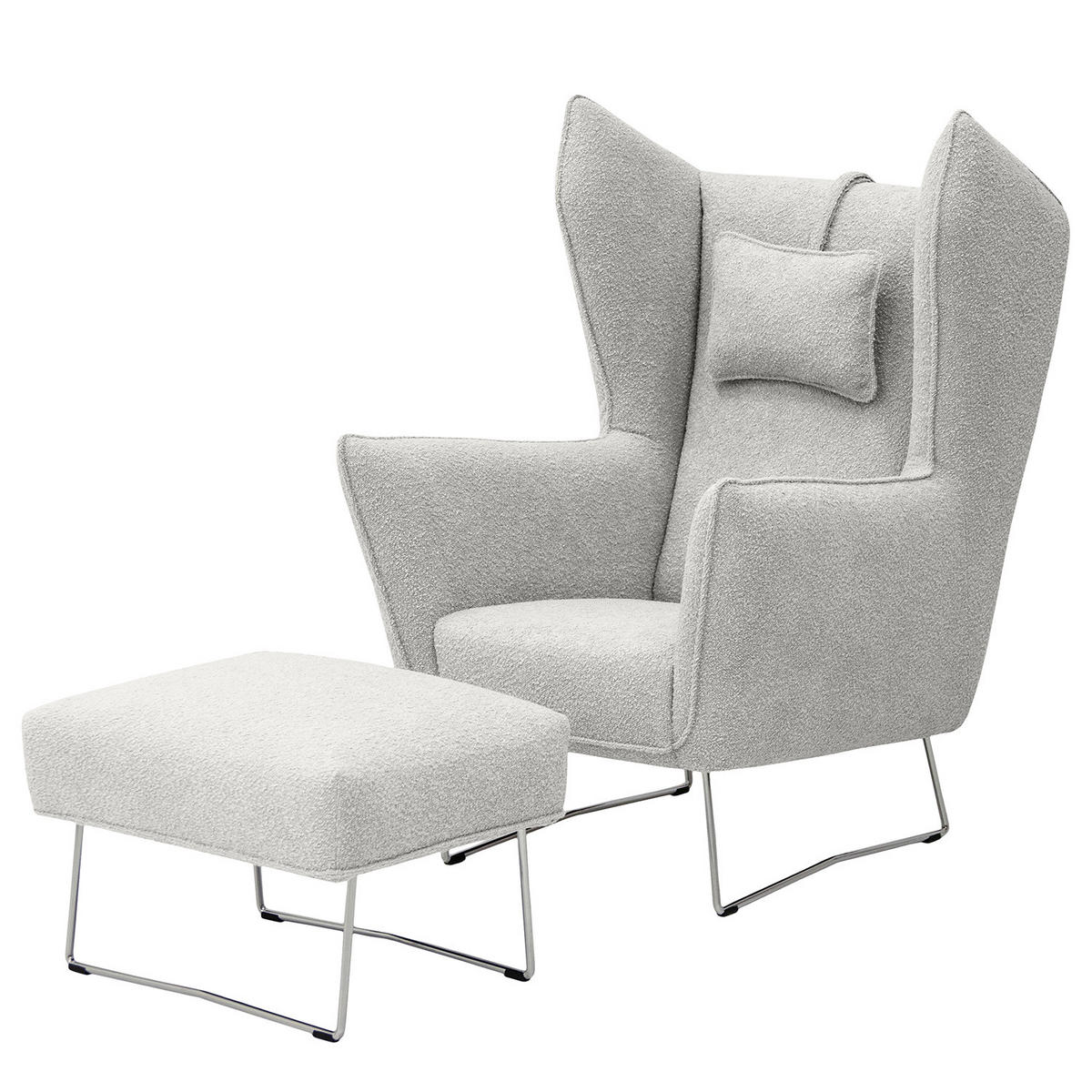 SESSEL - Chromfarben/Hellgrau, Textil/Metall (80/112/92cm) - home24