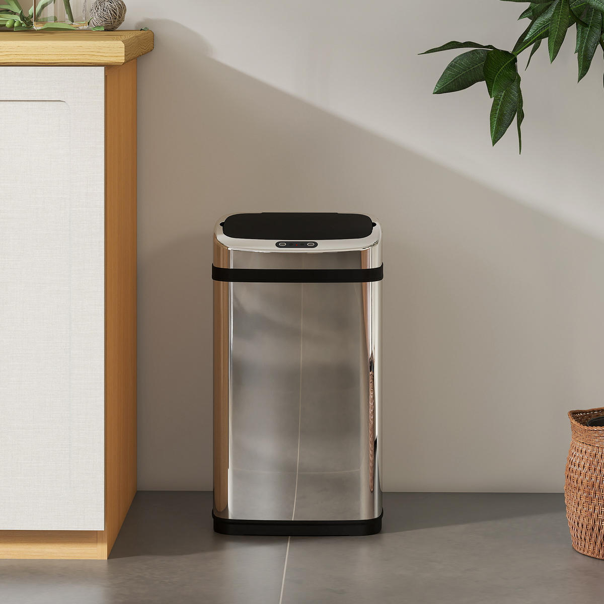 KÜCHENABFALLEIMER Silber Sensor Edelstahl 30L - Silberfarben, Metall (33/58/25cm) - PANGIVO