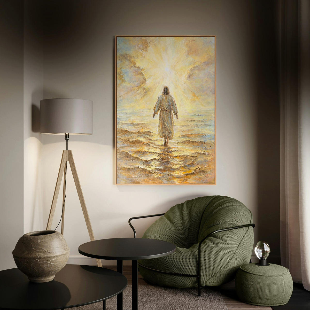 GEMÄLDE Weg zum Licht Schattenfugenrahmen Gold 120x80 cm - Goldfarben, Holz (120/80cm) - YS-art gallery