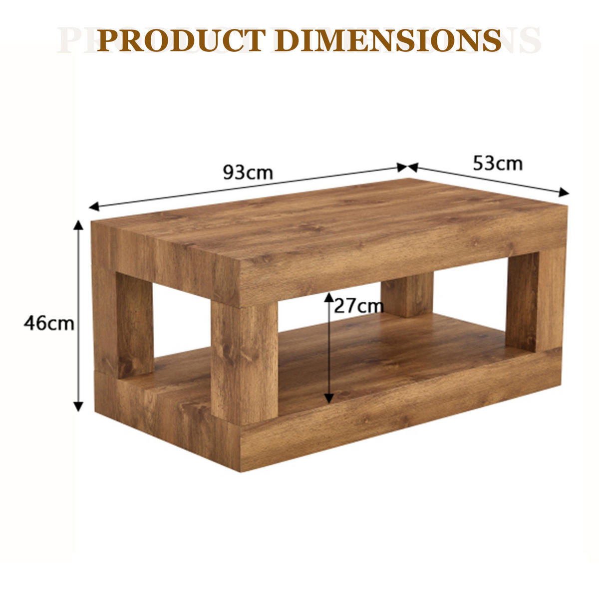 COUCHTISCH 93/53/46 cm mit 2 Ebenen, offenem Ablagefach und bodenschonenden Filzgleitern, Naturholz - Naturfarben, Holzwerkstoff (93/53/46cm) - Redom