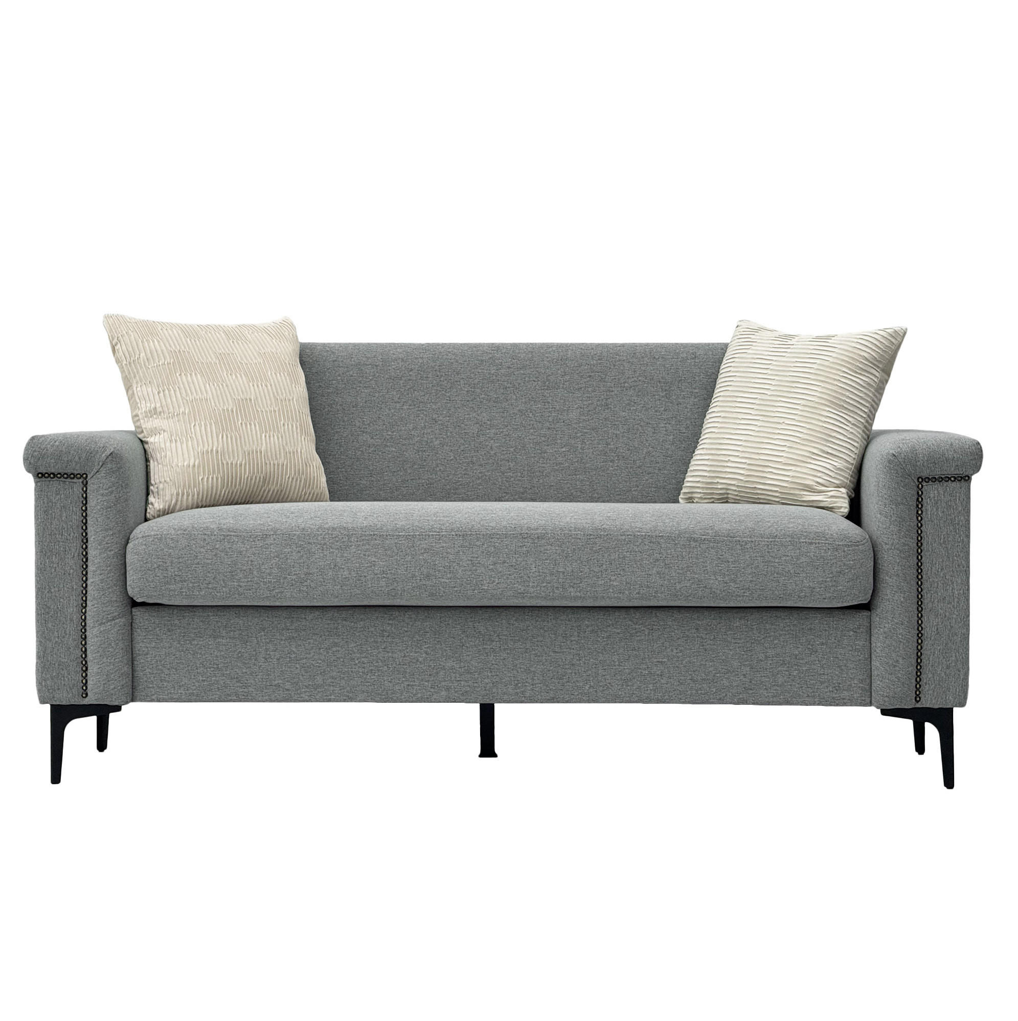 2-SITZER 172/72/82 cm hellgrau aus Polyester mit Federkern und Metallfüßen - Hellgrau, Textil (73.5/81.5/172cm) - OKWISH