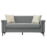 2-SITZER 172/72/82 cm hellgrau aus Polyester mit Federkern und Metallfüßen - Hellgrau, Textil (73.5/81.5/172cm) - OKWISH