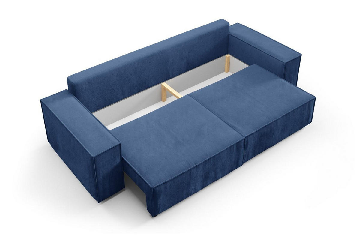 SCHLAFSOFA mit Bettkasten Blau - Dunkelblau, Textil (255/88/102cm) - Furnisell