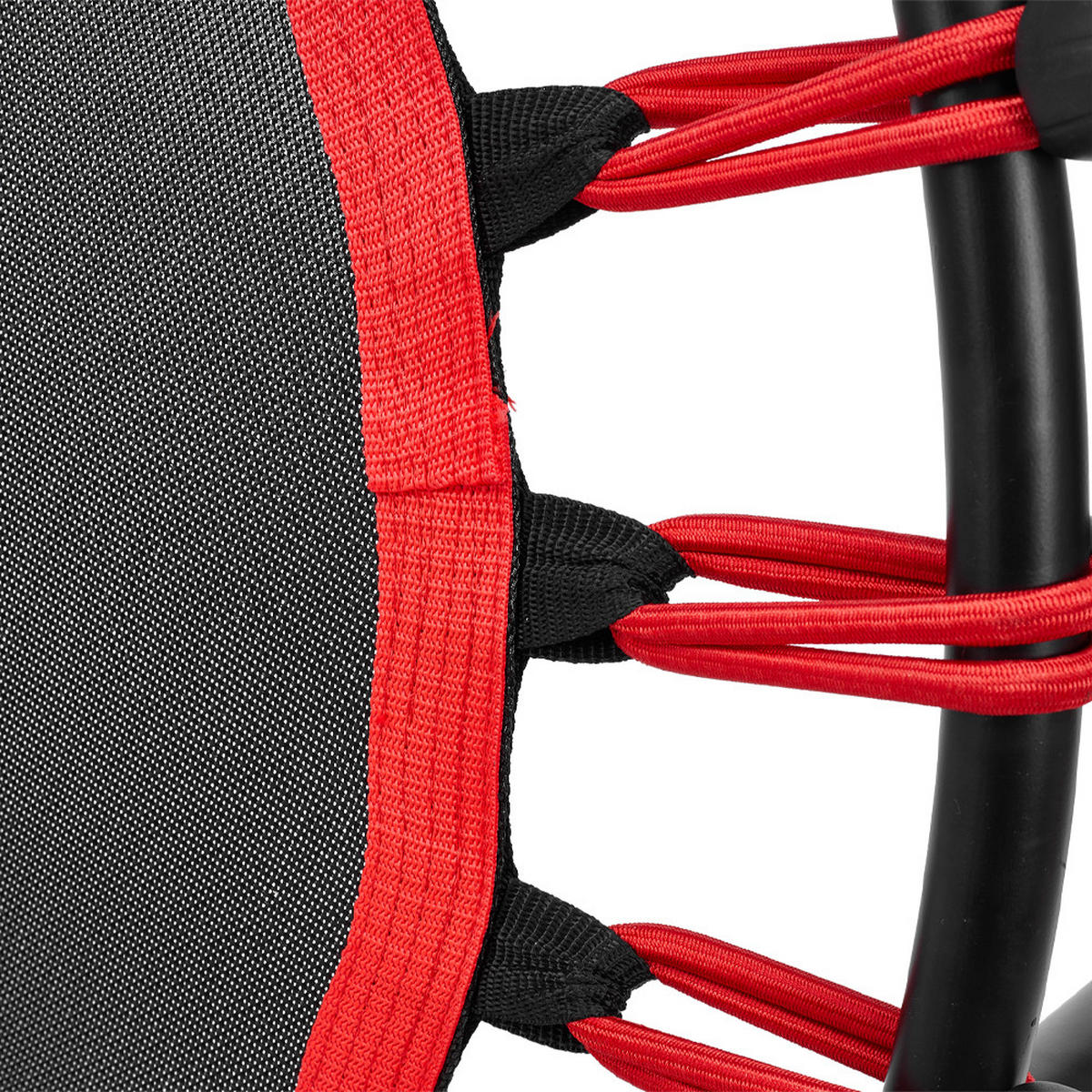 40-ZOLL-RUNDTRAMPOLIN mit Gummiseilen aus Stahl, Oxford-Gewebe, Gummiseile in Schwarz Rot Langlebig und sicher Stabil und leise 25 x 101 x 101cm - Schwarz, Metall (101/101cm) - Livingandhome
