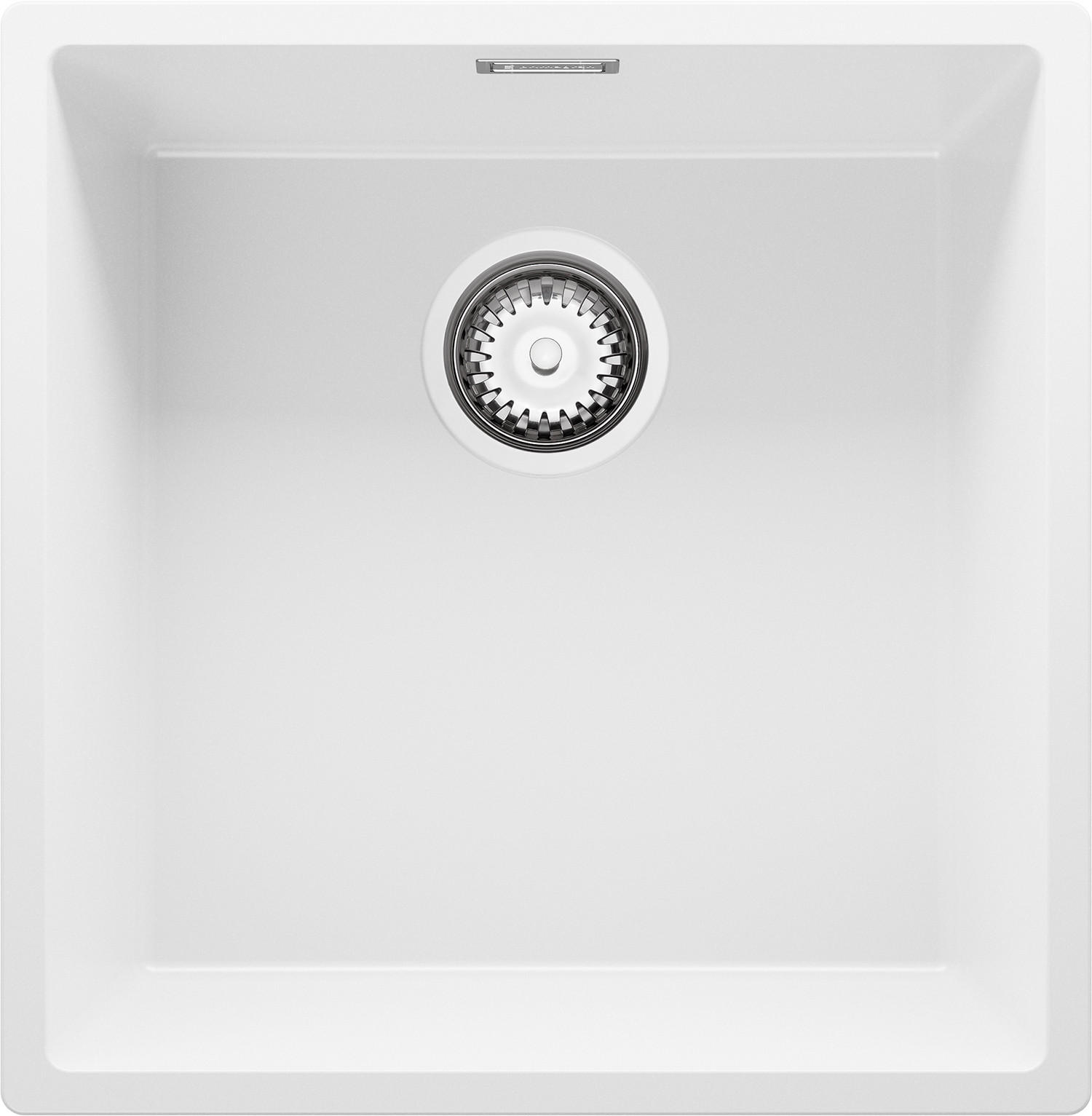 UNTERBAUSPÜLE GRANIT London, 2-er set Weiß 46/47 cm 1 Becken + Ablauf-Set ab 50er Unterschrank - Chromfarben/Weiß, Kunststoff (46/20/47cm) - Primagran