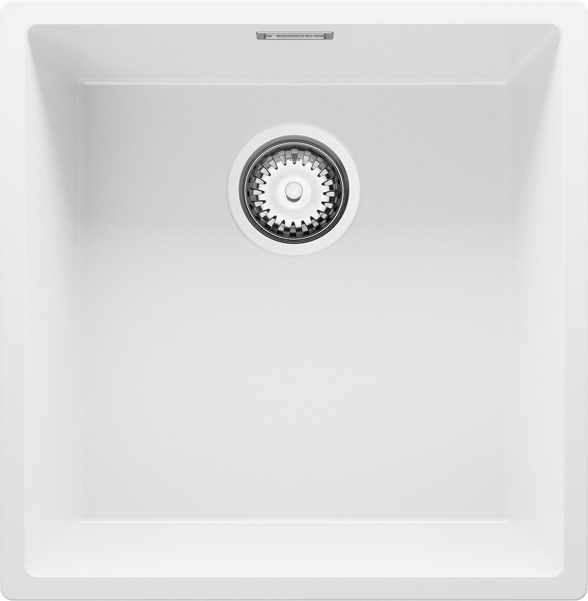 UNTERBAUSPÜLE GRANIT London, 2-er set Weiß 46/47 cm 1 Becken + Ablauf-Set ab 50er Unterschrank - Chromfarben/Weiß, Kunststoff (46/20/47cm) - Primagran