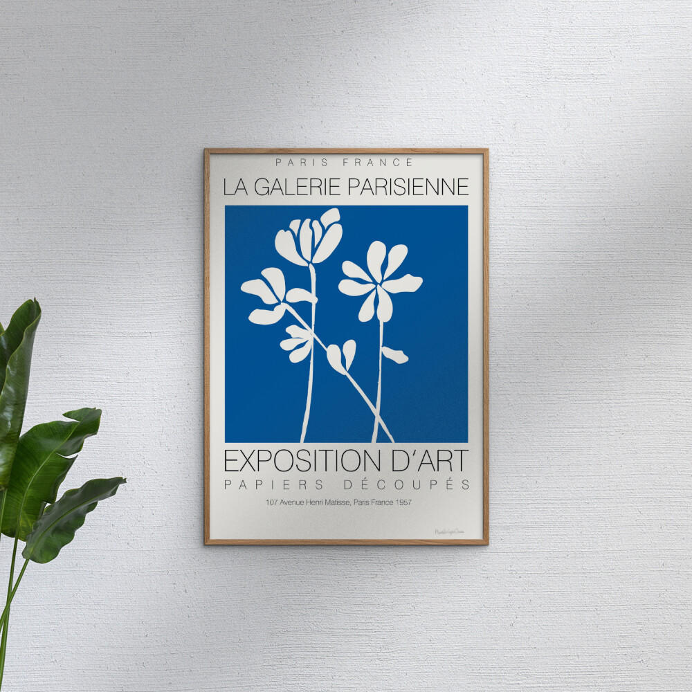 POSTER mit Rahmen Wild Apple - Fleurs de Matisse II - Blau/Eichefarben, Holz/Papier (70/100cm) - Poster&Frame