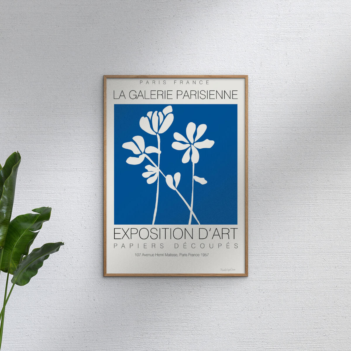 POSTER mit Rahmen Wild Apple - Fleurs de Matisse II - Blau/Eichefarben, Holz/Papier (70/100cm) - Poster&Frame