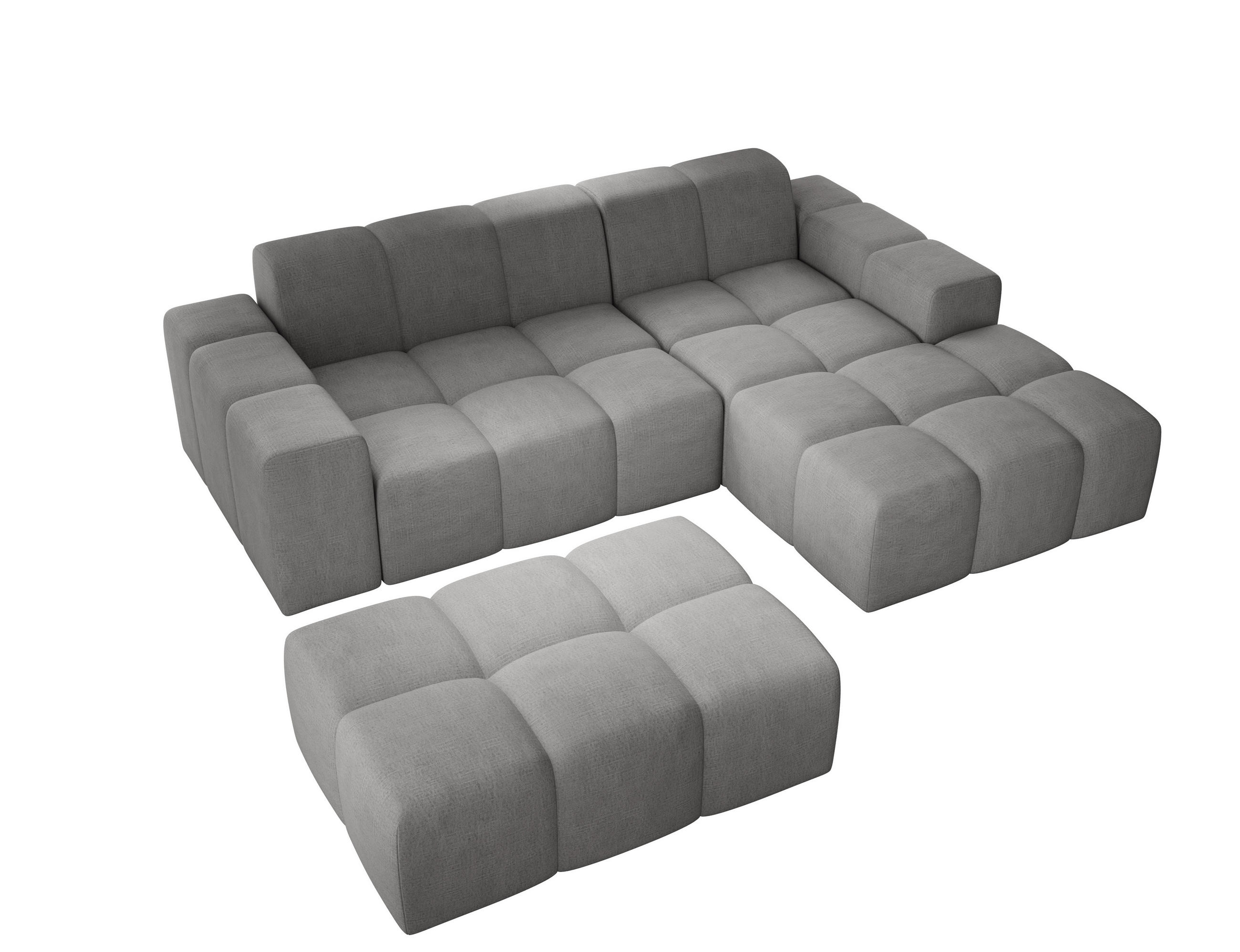 ECKSOFA Fogo mit Hocker, Couch L-Form, Sofa Rechts, Veloursstoff, 245x68x180 cm, Grau - Grau, Holz/Textil (245/180cm) - PROMETO Möbel