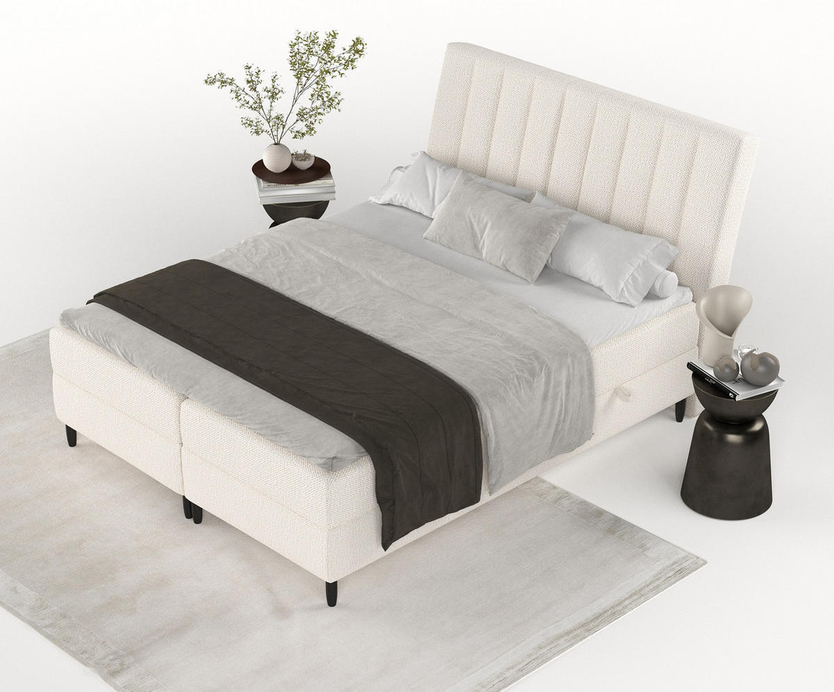 BOXBETT Merton Creme 180/200 cm - Creme/Schwarz, Holz/Holzwerkstoff (180/200cm) - Maison de Reve
