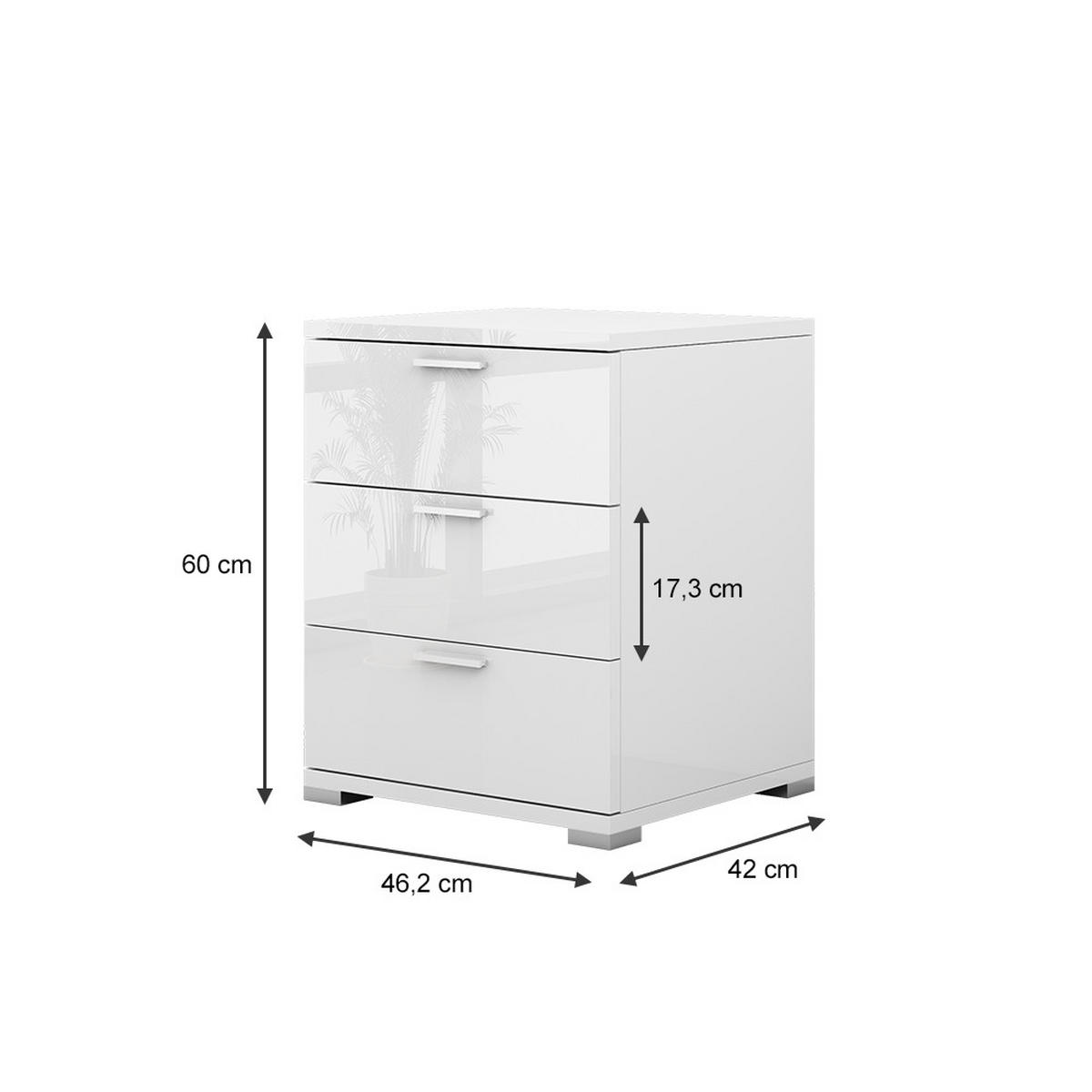 NACHTTISCH Marseille Weiß Hochglanz 46.2 x 60 cm - Weiß Hochglanz, Holzwerkstoff (46.2/60/42cm) - Vicco