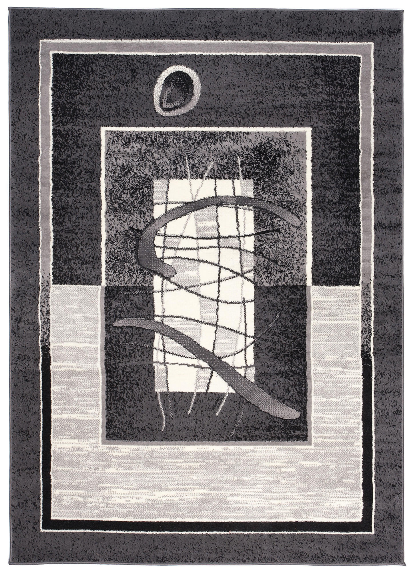 Tapiso Teppich Dunkelgrau, Weiß 140x200 cm