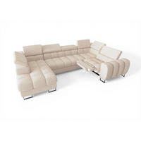 WOHNLANDSCHAFT Bastien Relax - Creme, Holzwerkstoff/Textil (198/95/350cm) - Fun Möbel