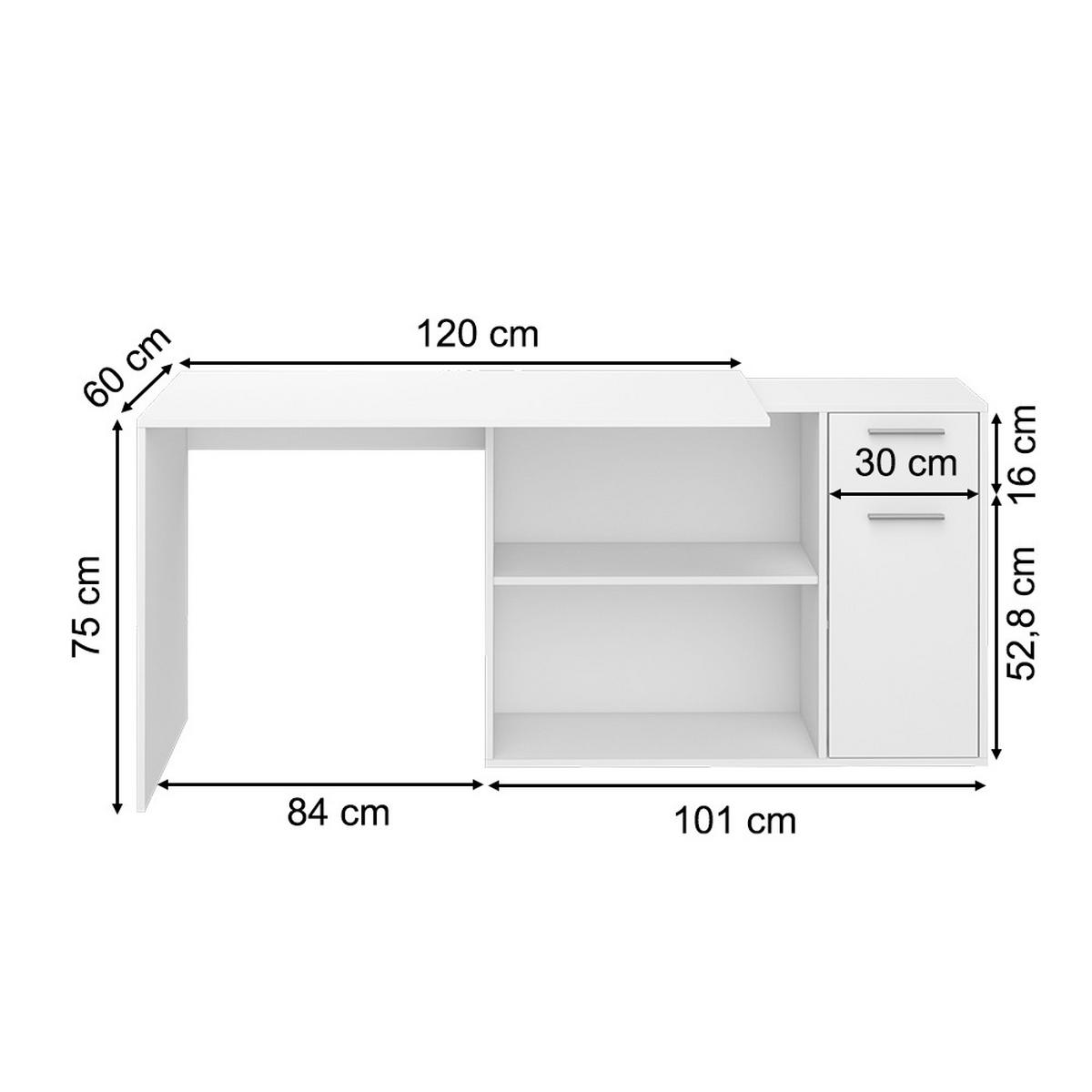 ECKSCHREIBTISCH Robin Weiß 120 x 60 cm - Weiß, Holzwerkstoff (60/120/75cm) - Vicco
