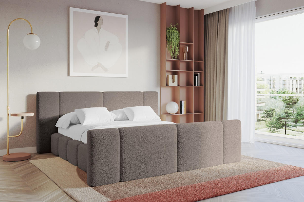 POLSTERBETT mit Bettkasten, Fußteil und Lattenrost, Boxbett ohne Matratze - NILO-Z 180x200 Braun - Braun, Holzwerkstoff/Textil (180/200cm) - ALTDECOR