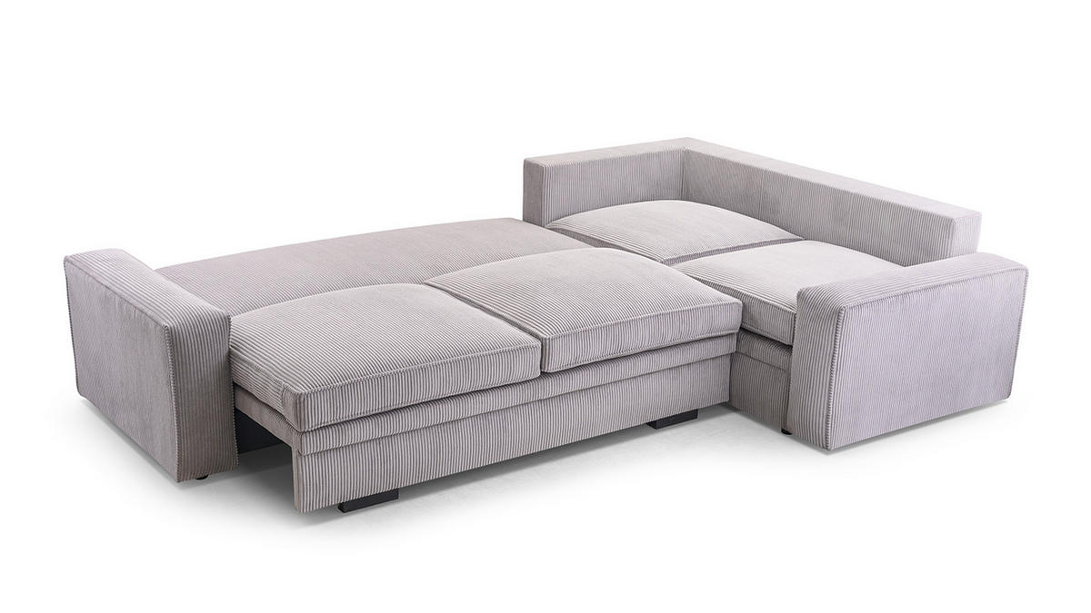 ECKSOFA L Form Treville Grau 296/196/94 cm – Rechts, mit Bettkasten und Schlaffunktion - Schwarz/Grau, Kunststoff/Textil (296/196cm) - AX Living